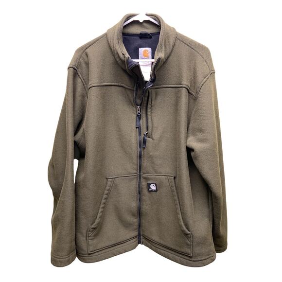 Carhartt Army Green Zip Front 2 pocket Jacket Size L Regular - Picture 1 of 7
